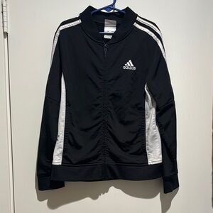 adidas Kids Black Jacket with White Stripes